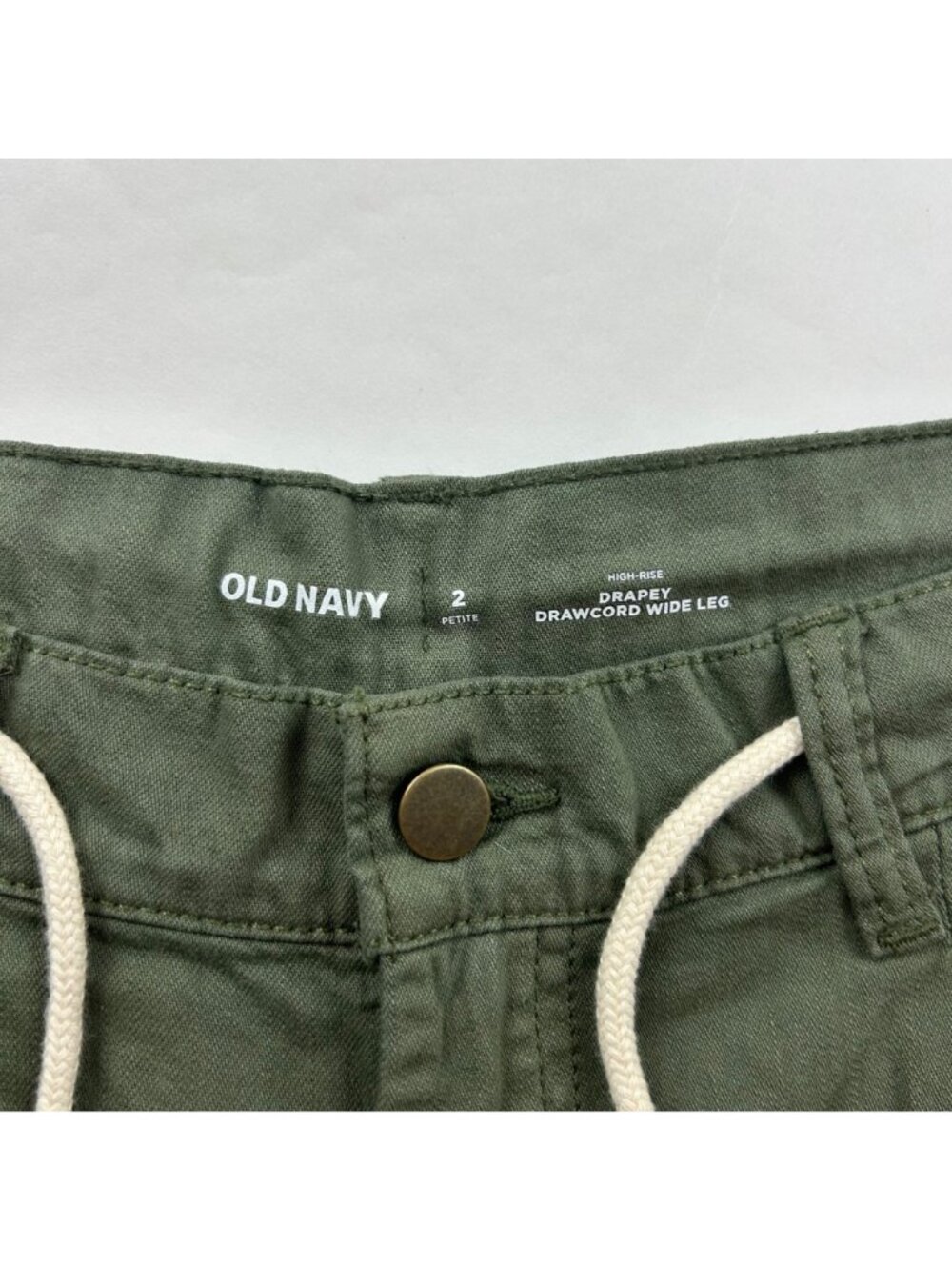 PETITE Old Navy Alpine Tundra Cotton Canvas Drapey Wide Leg Drawstring Pant 2P - Picture 4 of 7